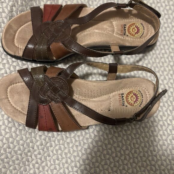Earth Spirit Leather Sandals Womens 8 Multi Color Comfort Walking Strappy Shoes - Picture 6 of 15